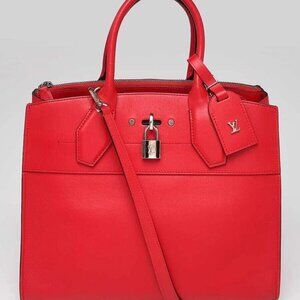 Louis Vuitton Red Smooth Leather City Steamer MM Bag
